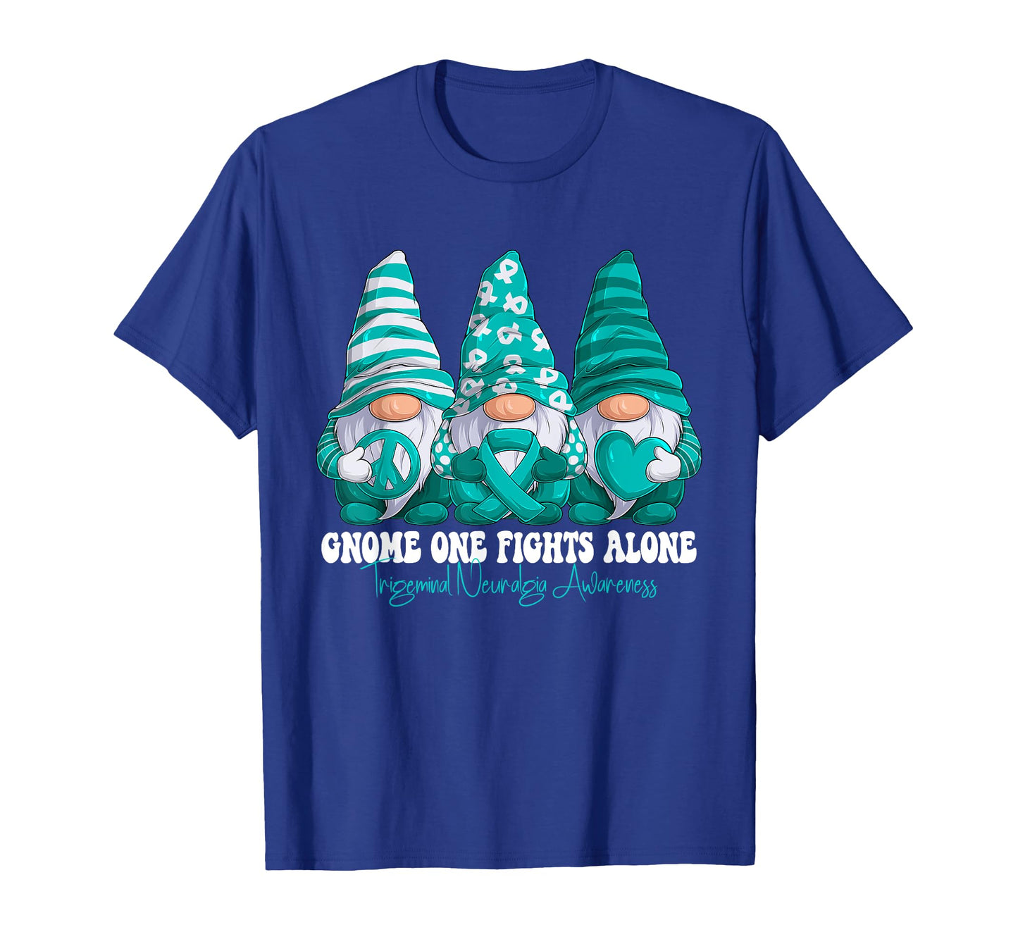 Trigeminal Neuralgia Awareness Month Teal Ribbon Gnomies T-Shirt