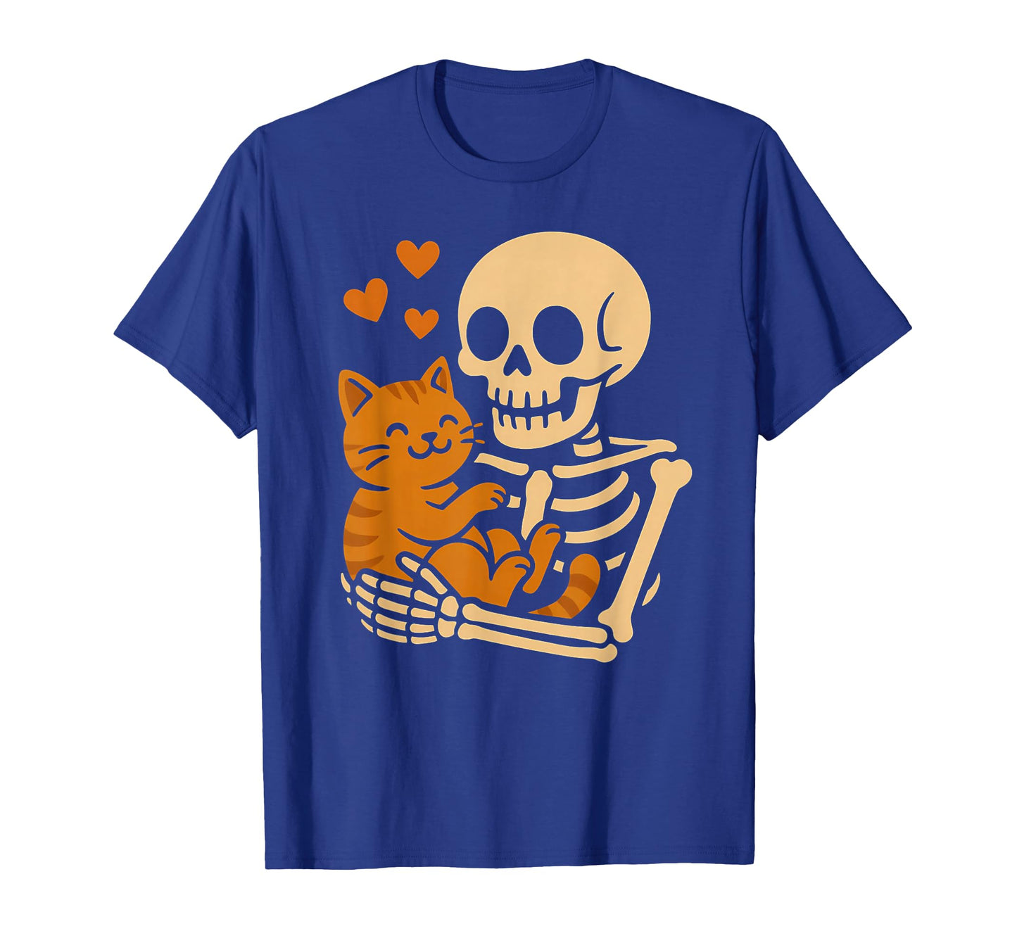 Cute Skeleton Hugging Cat Pet Funny Lazy Halloween Costume T-Shirt