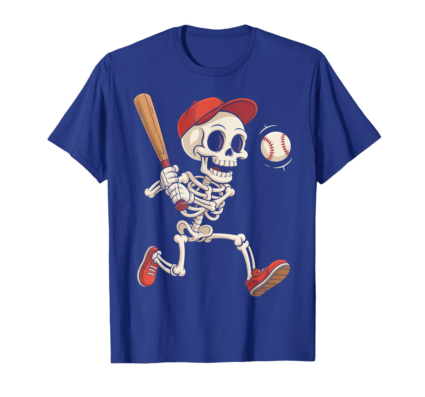 Funny Skeleton Batting Baseball Halloween Boys Men Kids T-Shirt