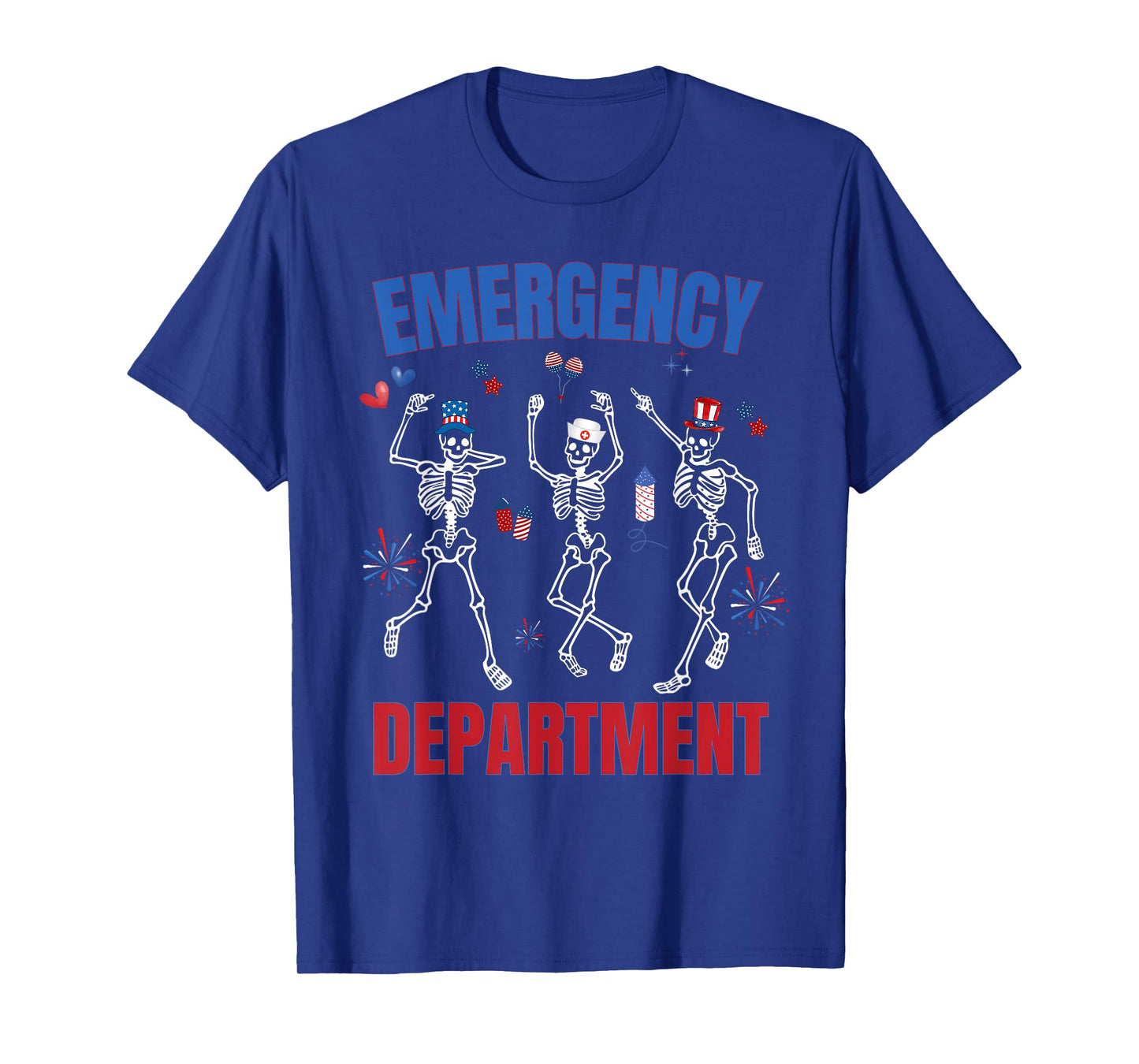 Emergency Department 4th Of July Patriotic Skeleton ER Nurse T-Shirt