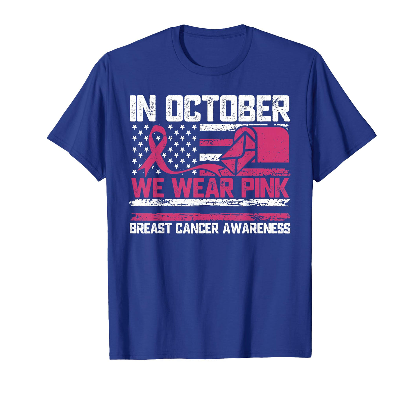 in October We Wear Pink Postal Worker Breast Cancer T-Shirt