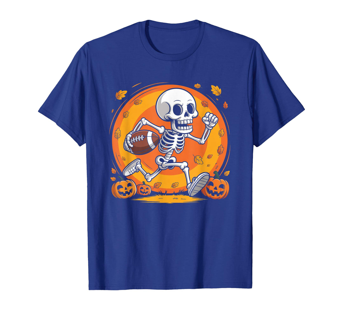 American Football Skeleton Halloween Pumpkin Football Player T-Shirt