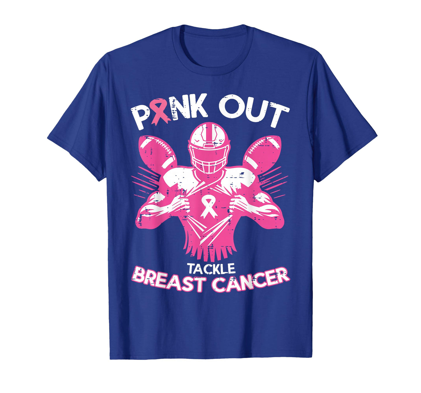 Breast Cancer Football Player Pink Out Aware Men Boys Kids T-Shirt
