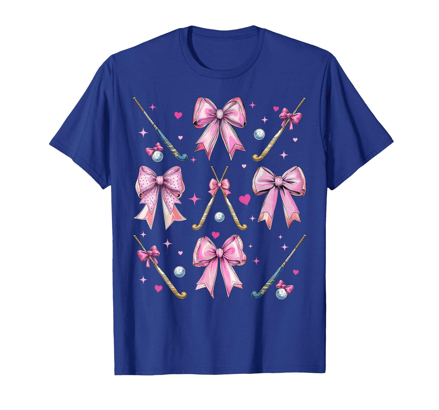 Field Hockey Stick Girl Coquette Bow Pink Mom T-Shirt