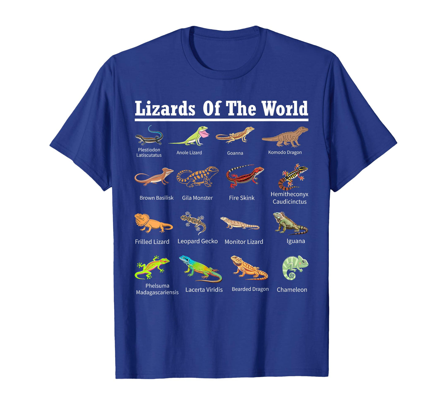 Types of Lizards of the World Reptile Herpetology Lizard T-Shirt