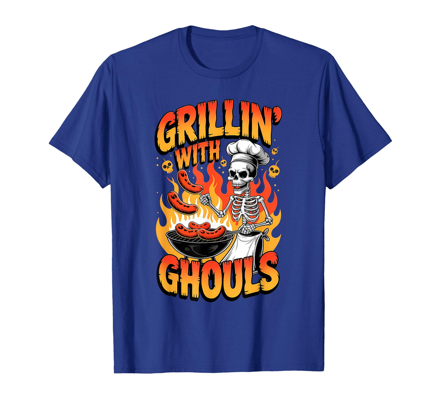 Grillin´with Ghouls Funny BBQ Skeletons Halloween T-Shirt