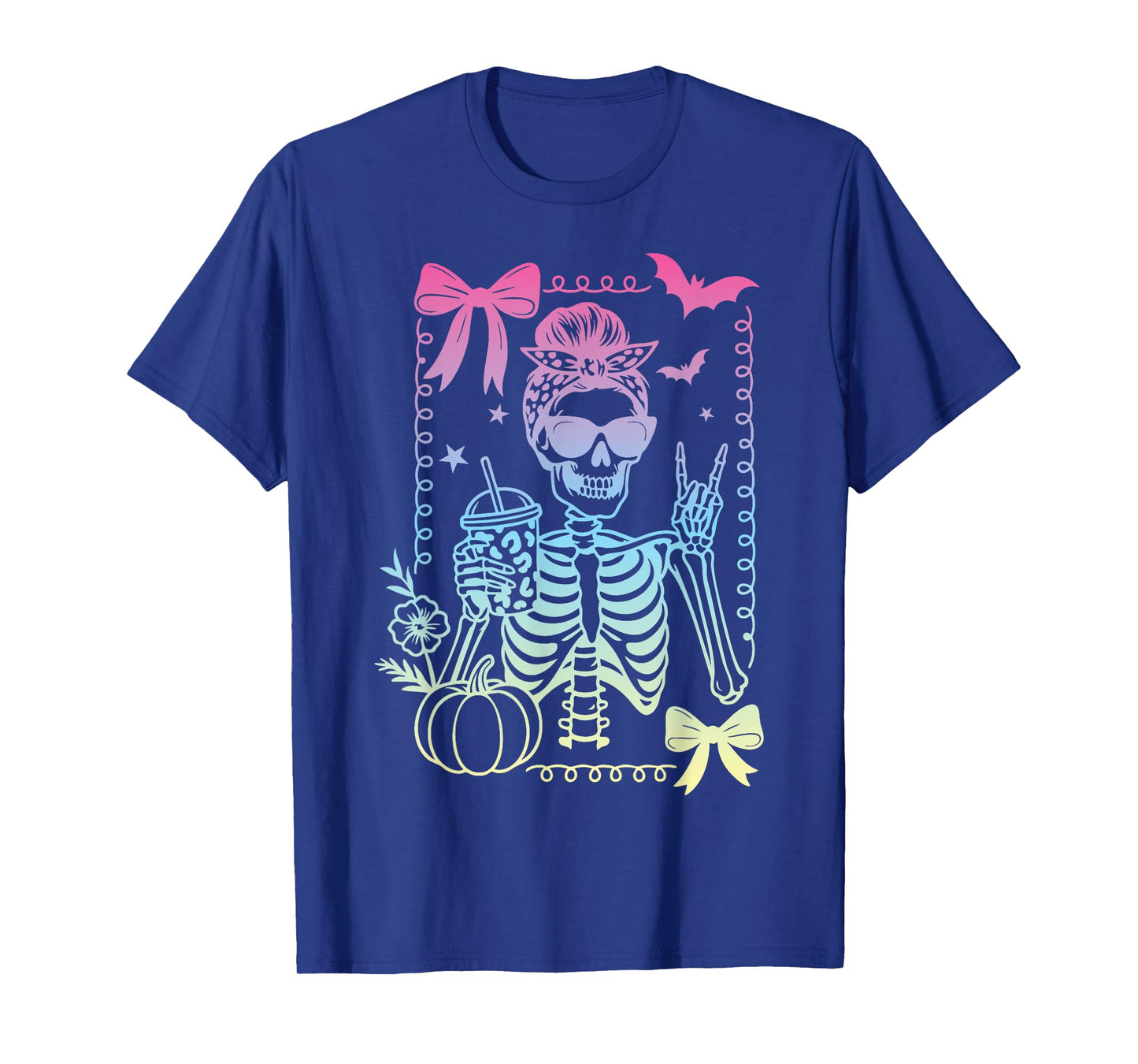 Coquette Bow Skeleton Coffee Pastel Goth Witch Girl Boo-JEE T-Shirt