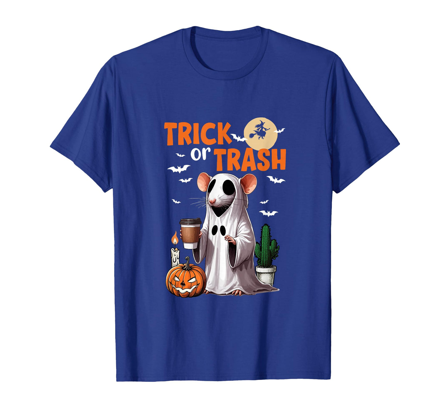Trick Or Treat Joke Trash Halloween Rat Drinking Coffee T-Shirt