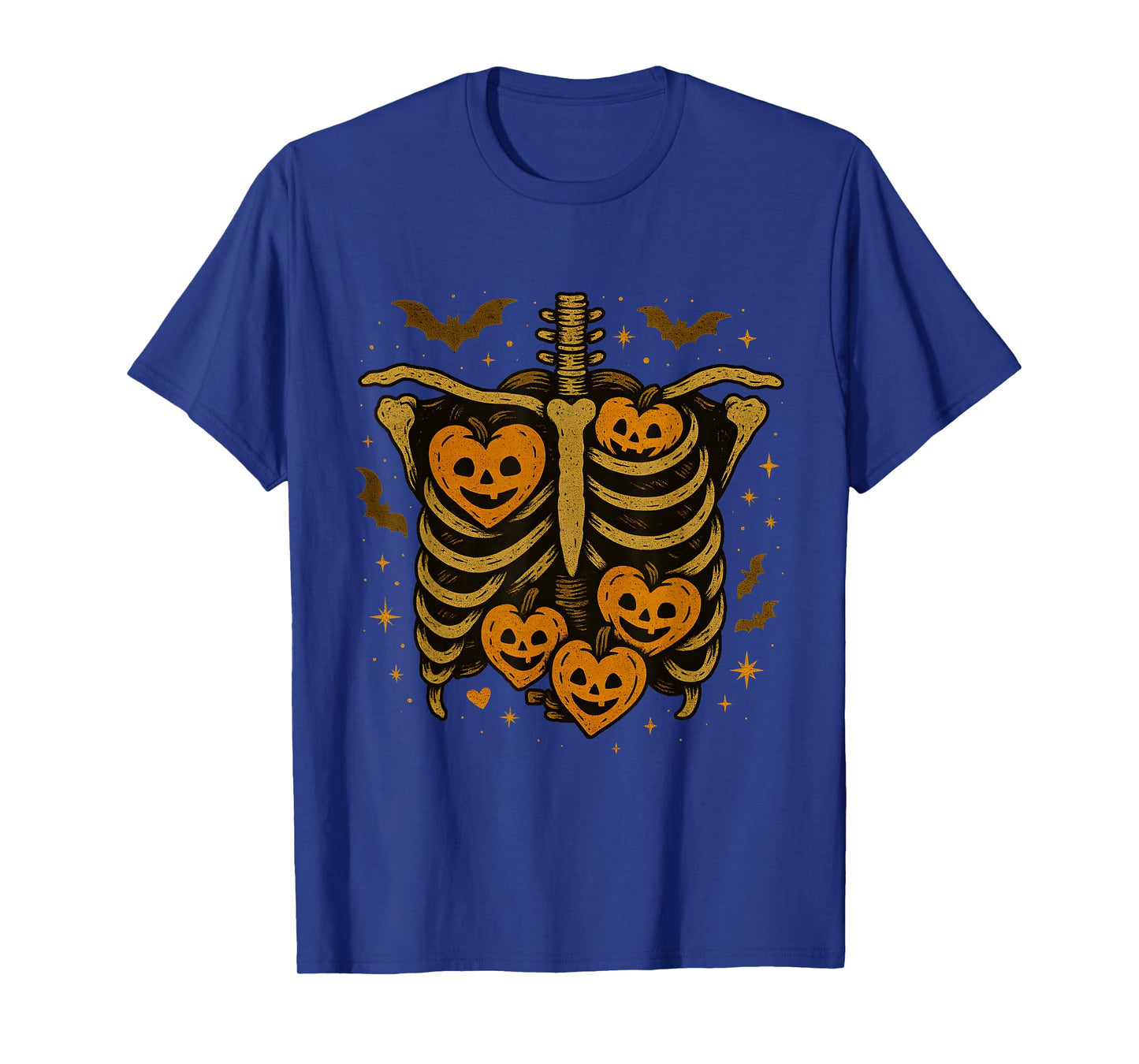 Cute Halloween Skeleton Ribcage Hearts Pumpkin Art T-Shirt