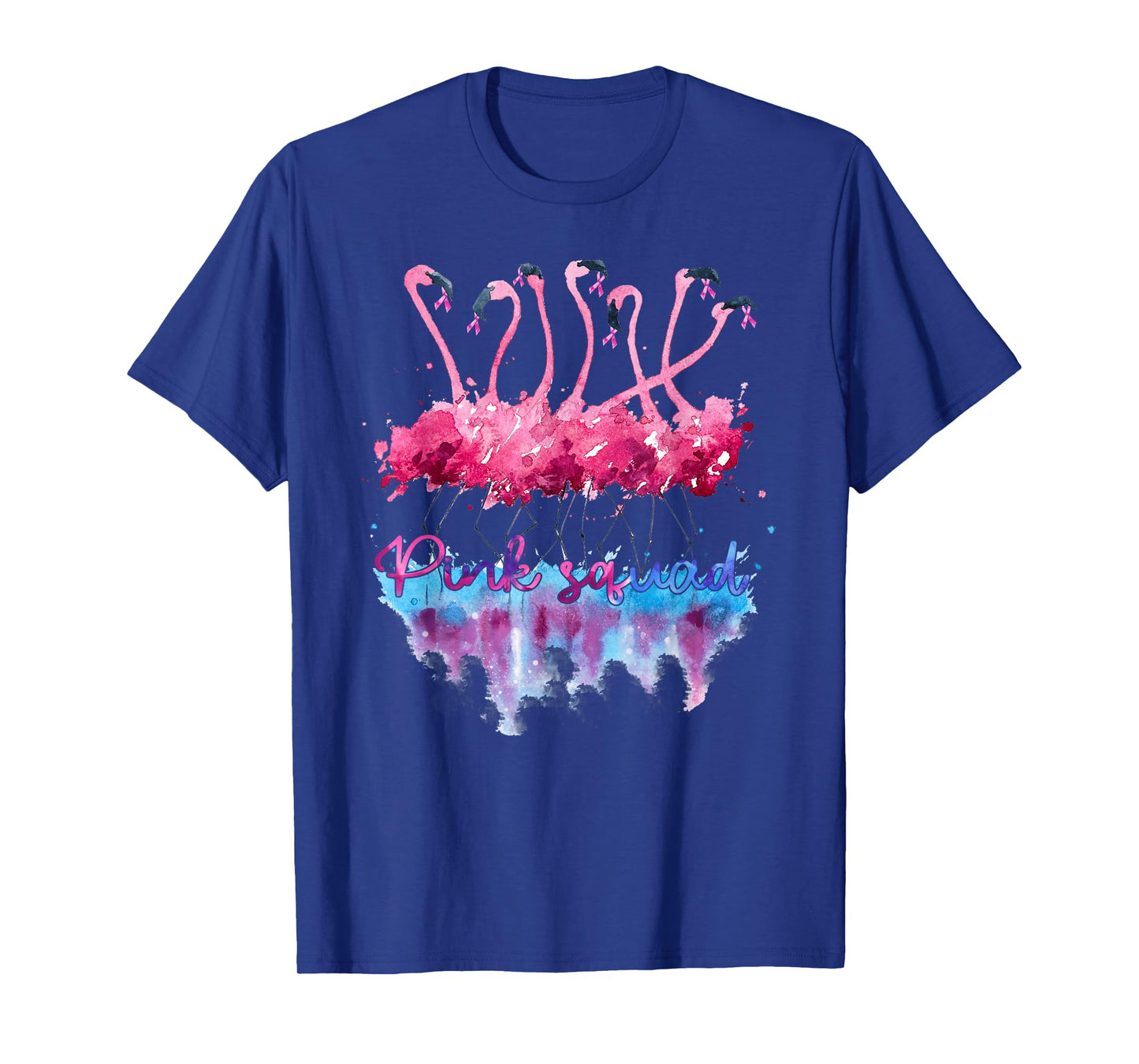 Pink Squad Flamingo Pink Ribbon Breast Cancer Awareness T-Shirt