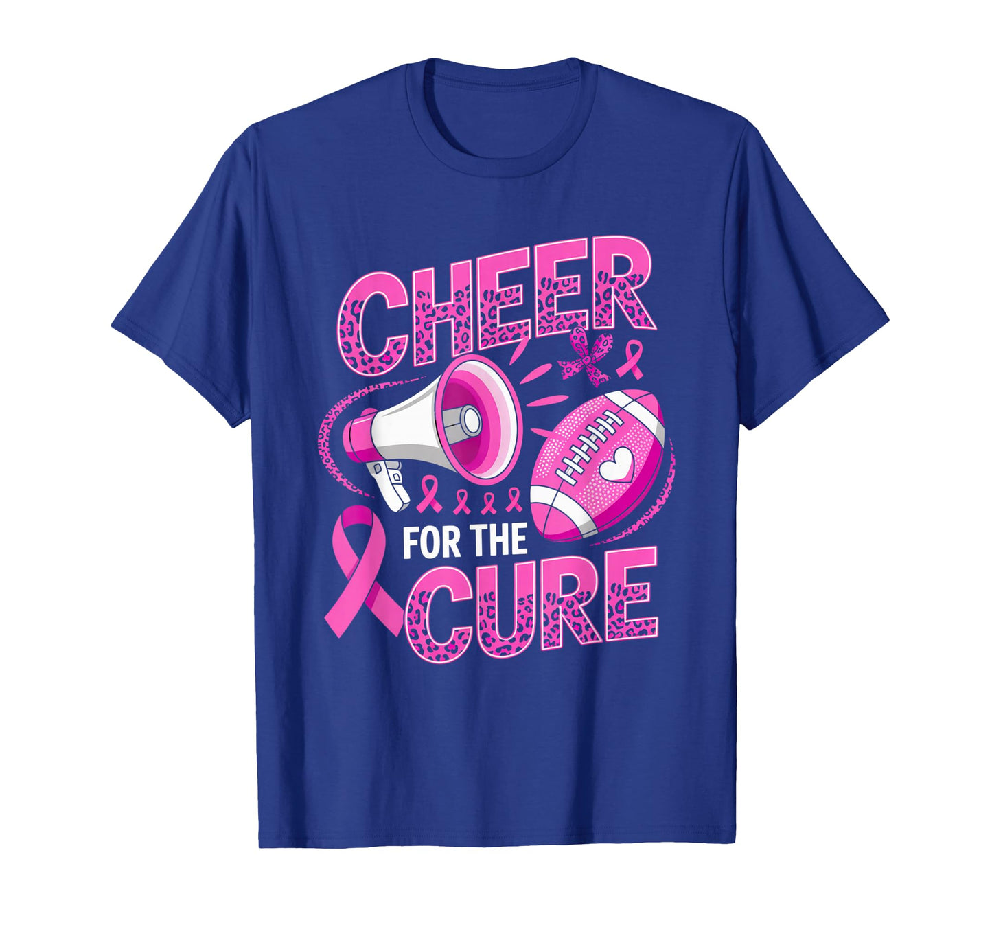 Cheer for The Cure Leopard Pink Ribbon Football Women Girls T-Shirt