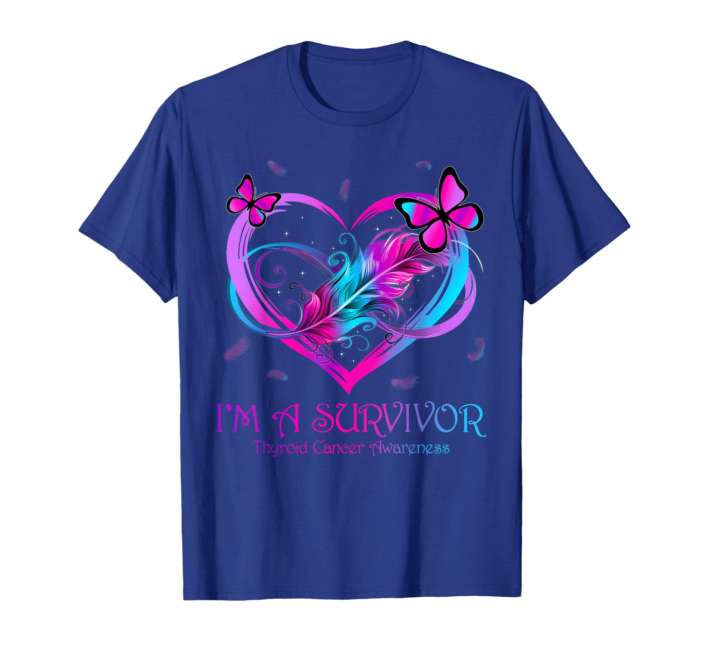 Butterfly Heart I'm A Survivor Thyroid Cancer Awareness T-Shirt