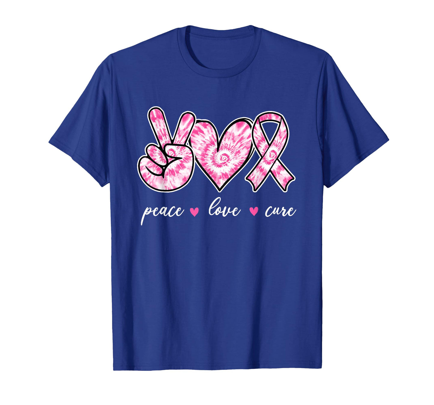 Breast Cancer Awareness Pink Tie Dye Peace Love Cure Faith T-Shirt