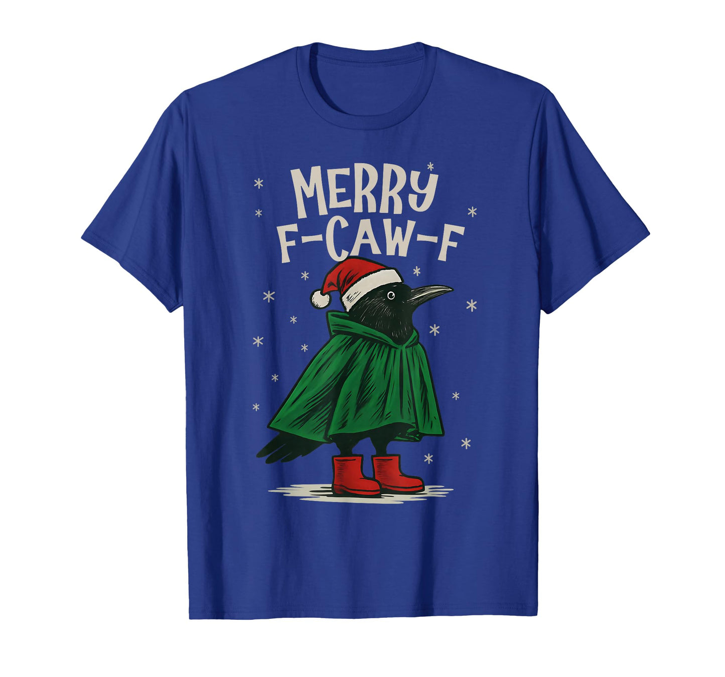 Merry F-Caw-F Crow Elf Christmas Snowflake Pajamas Holiday T-Shirt