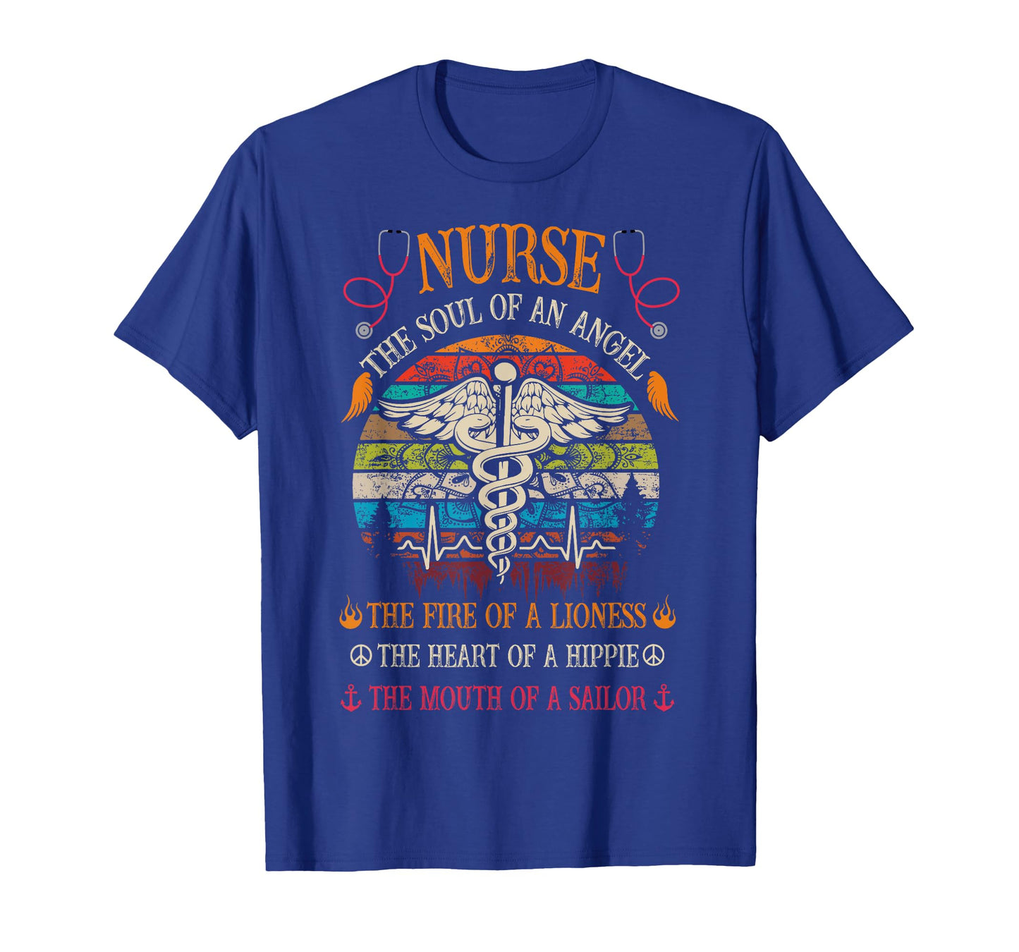 Nurse Soul Of An Angel Fire of A Lioness Vintage Hippie T-Shirt