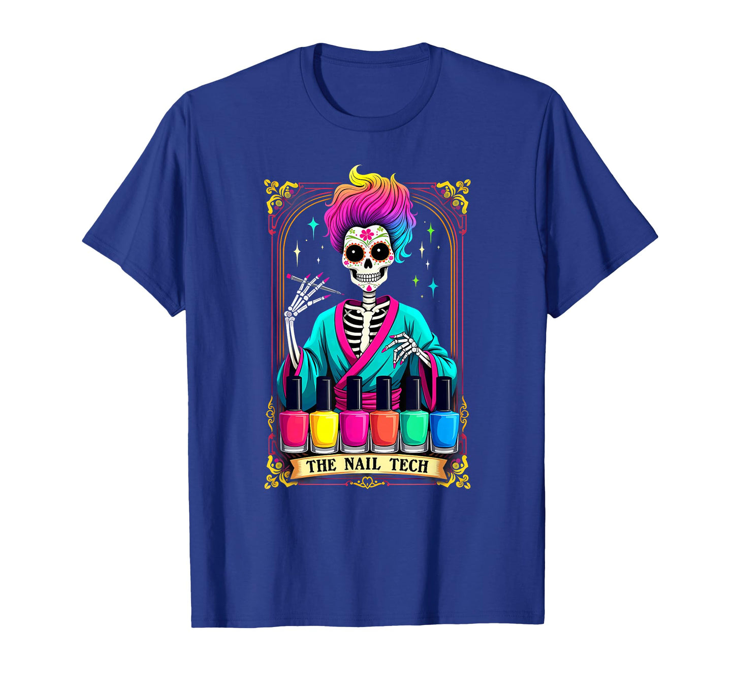 Tarot Card Nail Tech Skeleton Beautician Halloween T-Shirt