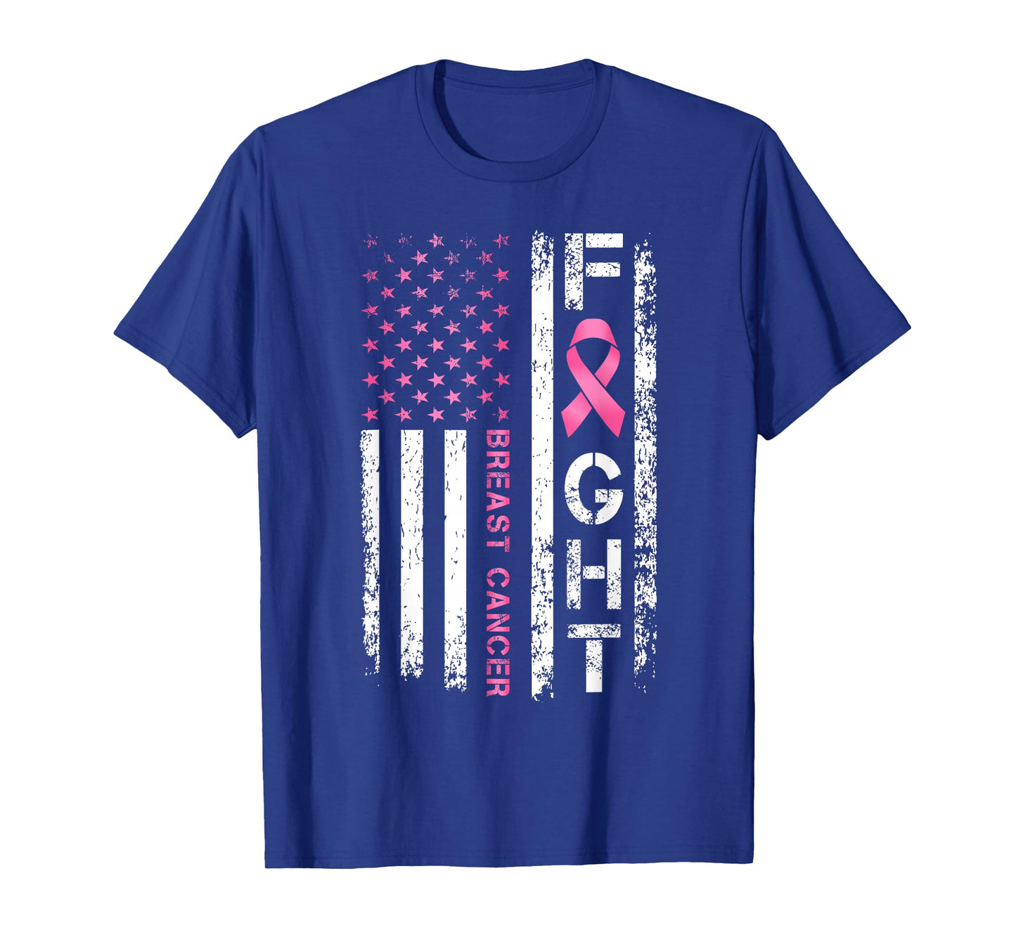 breast cancer awareness warrior american flag pink ribbon T-Shirt