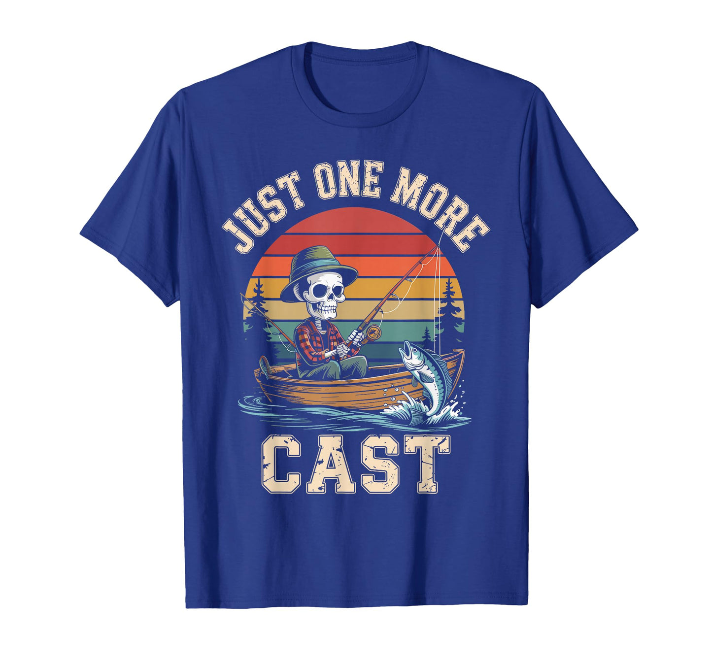 Just One More Cast Skeleton Fishing Retro Bass Angler T-Shirt