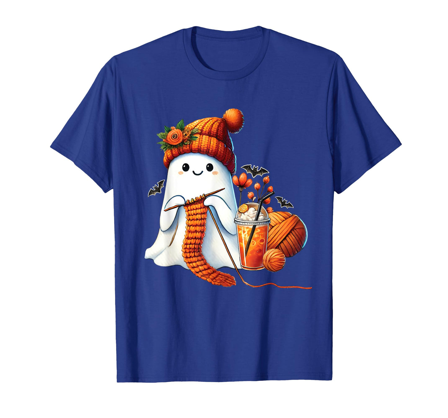 Cute Ghost crochet knitting Lovers Halloween Coffee Women T-Shirt