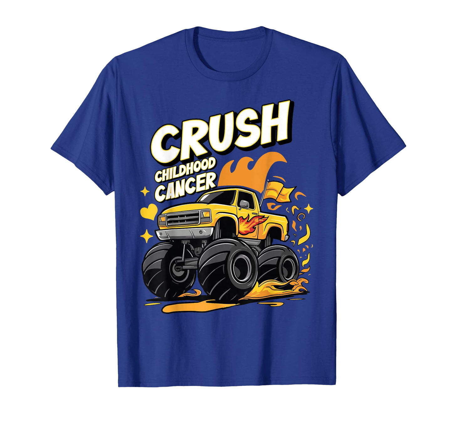 Crush Childhood Cancer Awareness Monster Truck Boys Girls T-Shirt