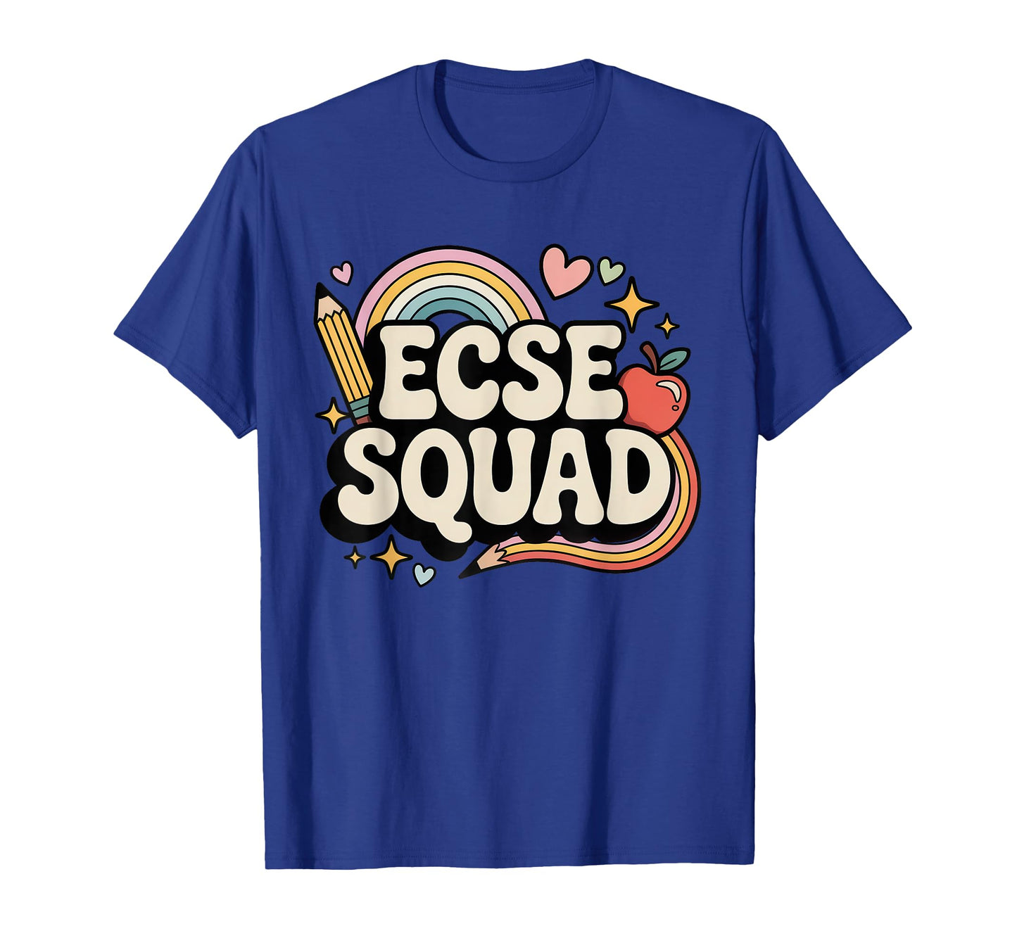 ECSE Squad Rainbow Pencil Apple Early Childhood Team T-Shirt