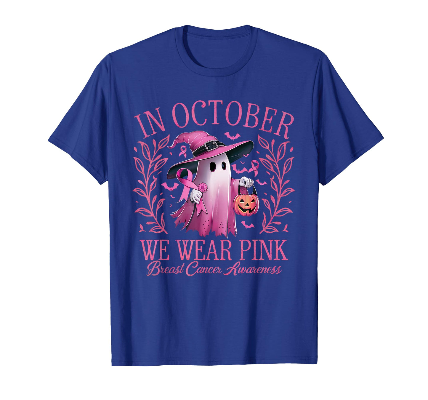 In October We Wear Pink Breast Cancer Awareness Halloween T-Shirt