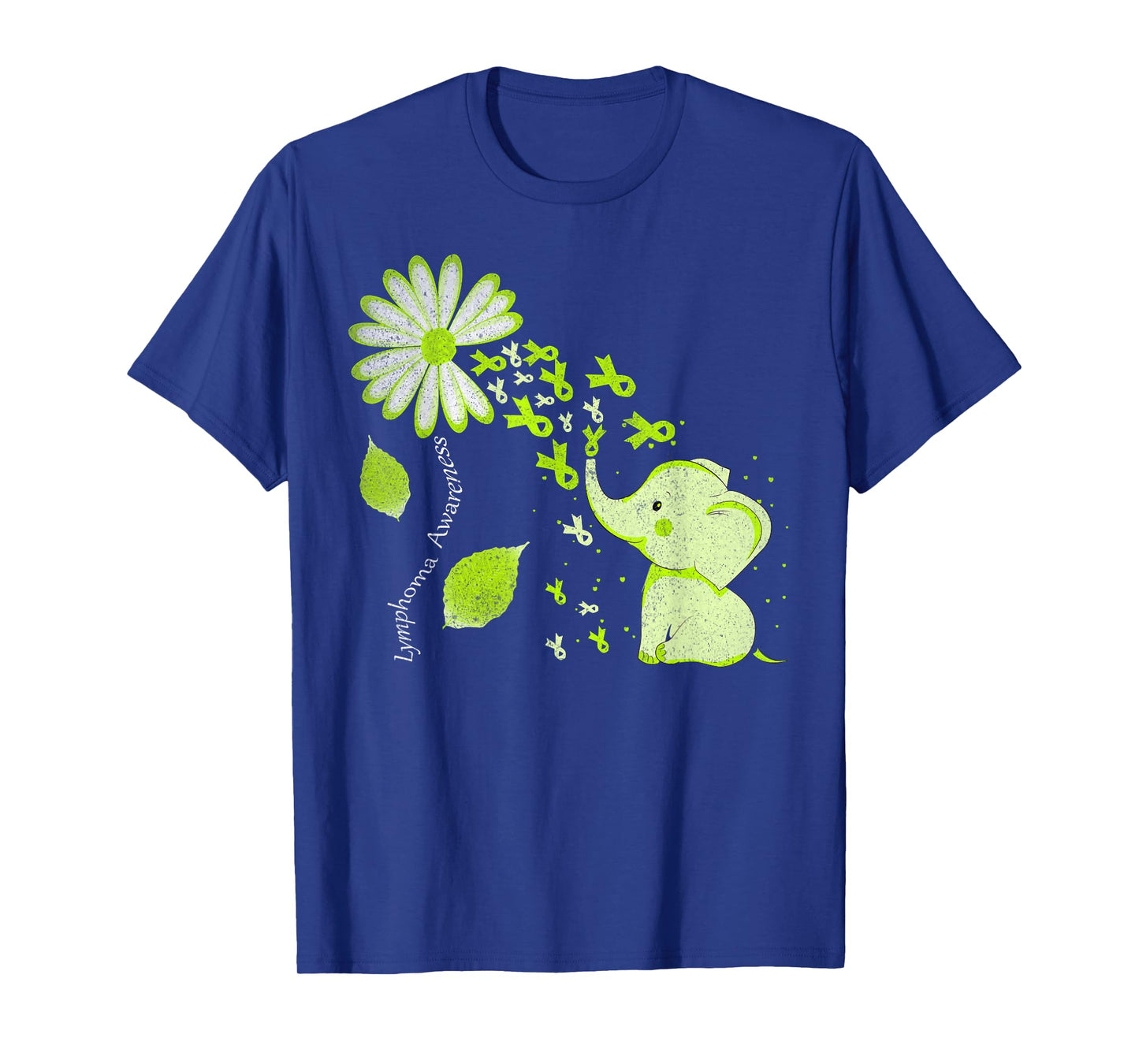 Daisy Flower Lime Green Elephant Lymphoma Awareness T-Shirt