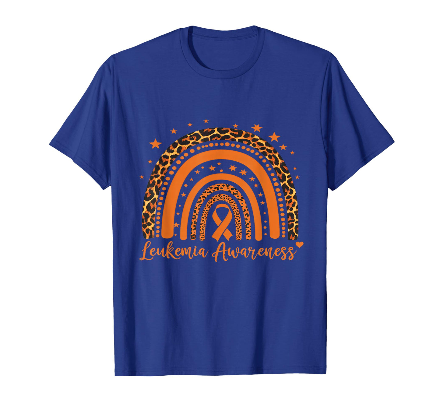 Leukemia Cancer Awareness Leopard Orange Ribbon Rainbow T-Shirt