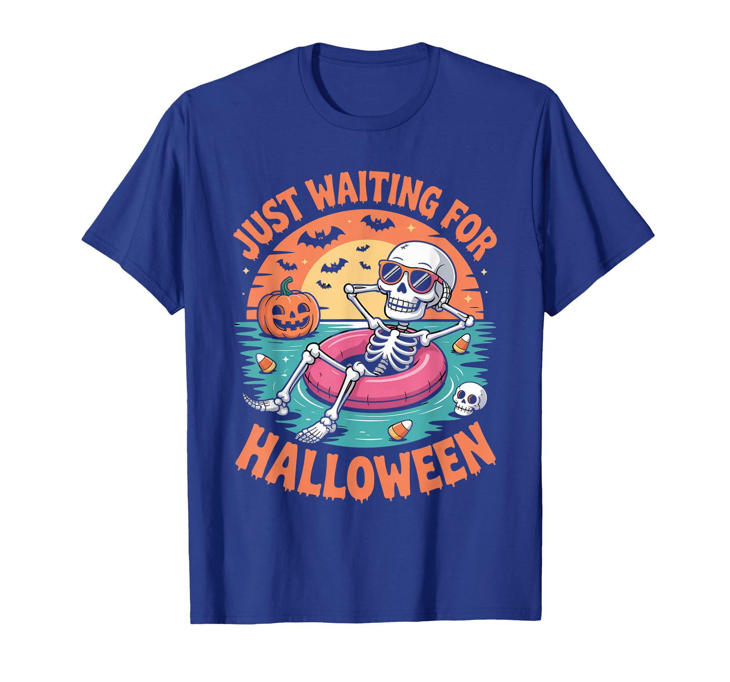 Just Waitingfoir Halloween Skeleton Sarcastic Halloween T-Shirt