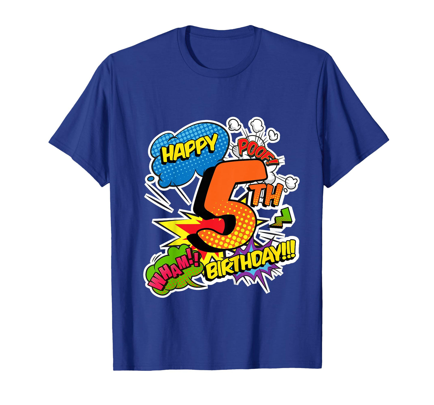 Kids Happy 5th Birthday Boys Comic Style superpower Superheroes T-Shirt