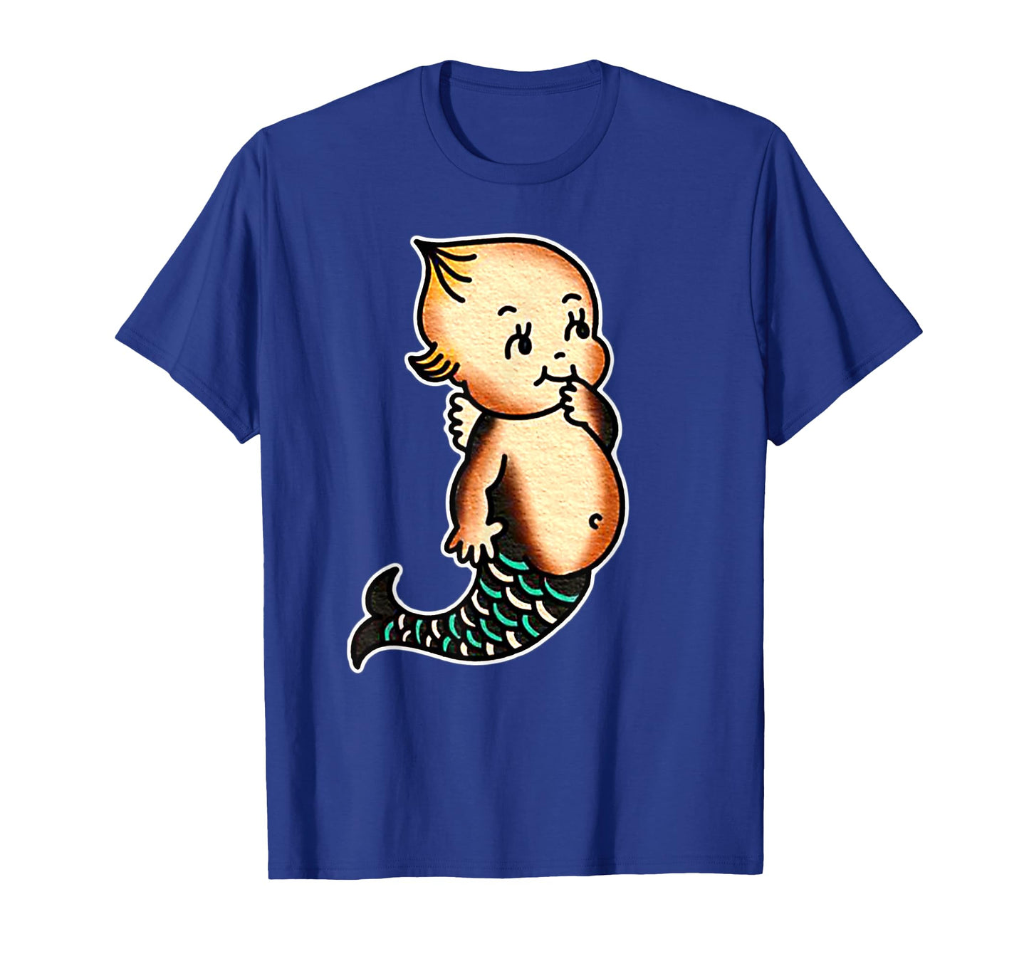 Kewpie Baby Mermaid Traditional Tattoo Flash T-Shirt