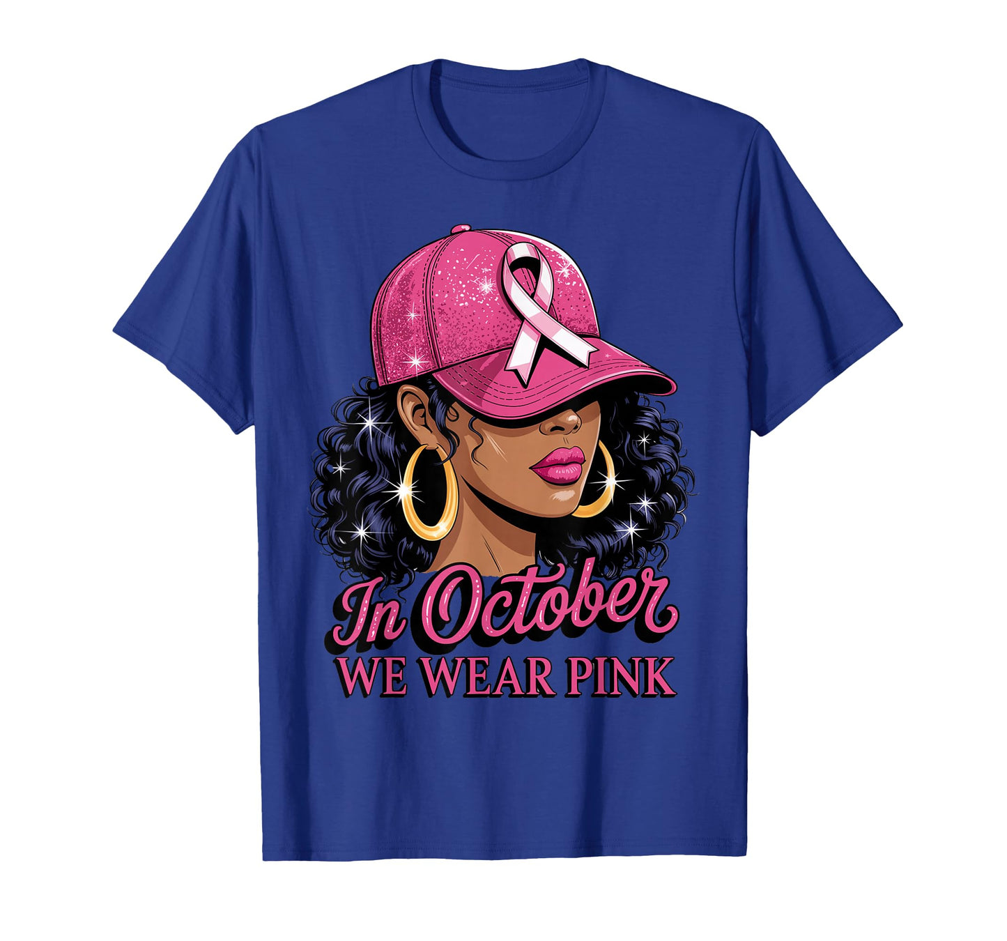 in October We Wear Pink Black Women Breast Cancer Awareness T-Shirt