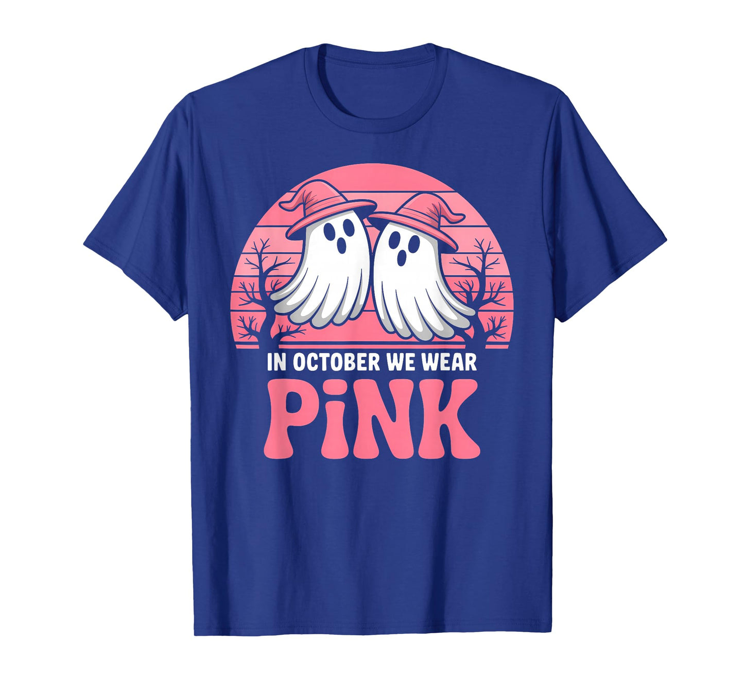 in October We Wear Pink Breast Cancer Awareness Halloween T-Shirt