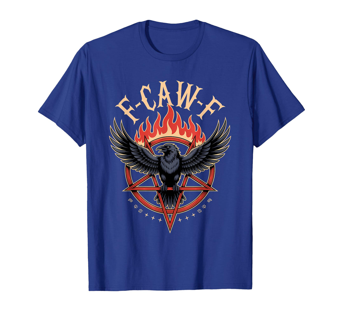 F-Caw-F Crow with Flames Pentagram T-Shirt