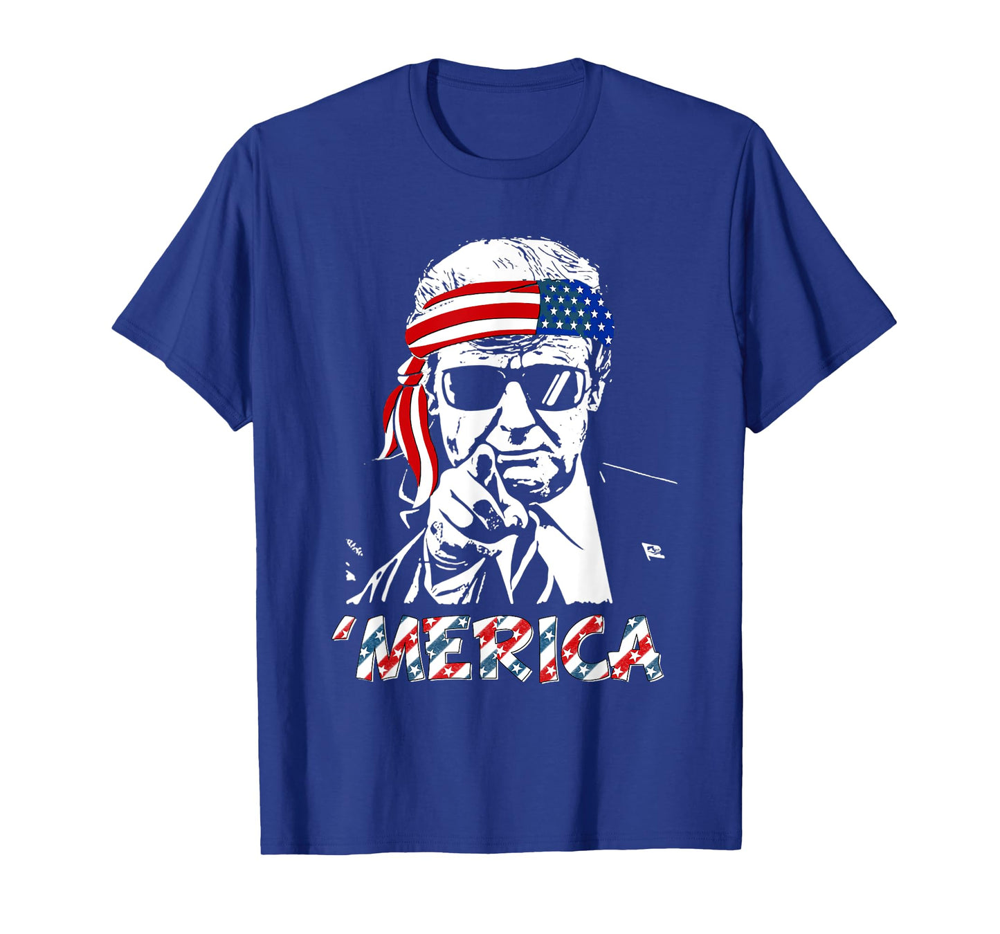 'MERICA TRUMP Happy 4th Of July Trump American Flag T-Shirt for Women Men