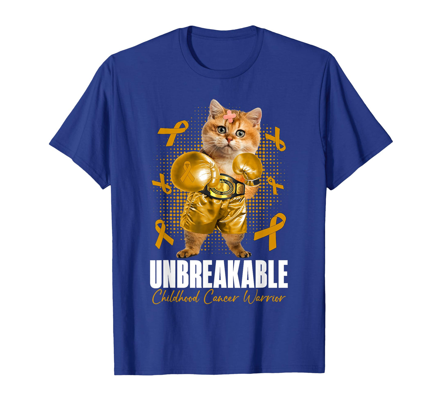 Unbreakable Childhood Cancer Awareness Fighter Cat Boxing T-Shirt