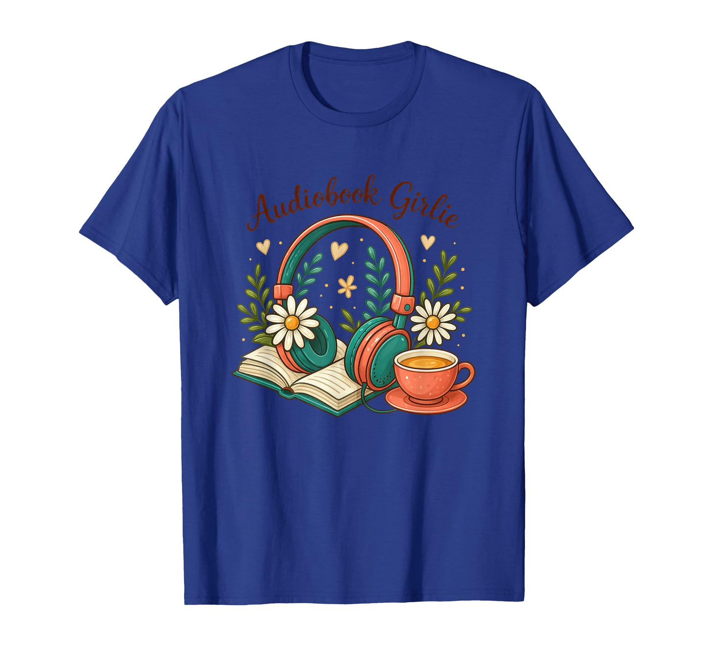 Audiobook Girlie Headphones Book Tea Love T-Shirt