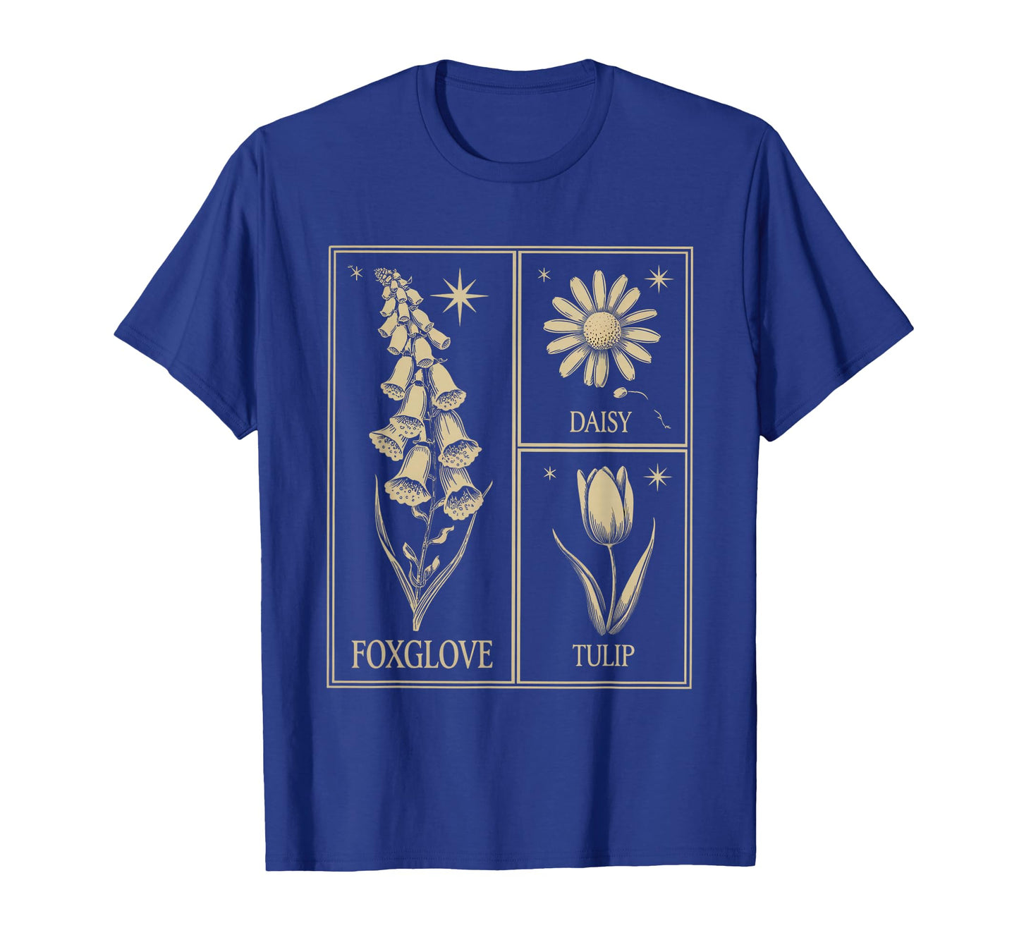 Foxglove Daisy Tulip Wildflower Garden Harmony Design T-Shirt
