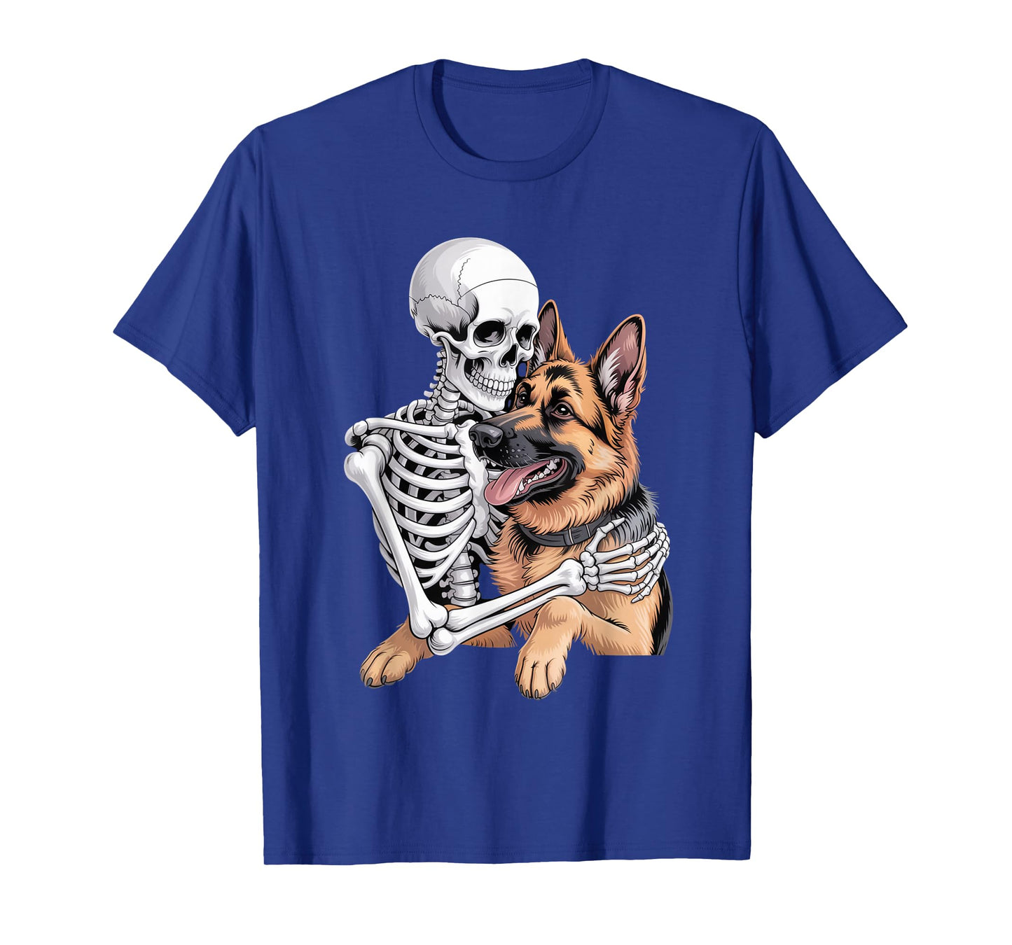 Skeleton Hugging Dog Creepy Cute Halloween T-Shirt