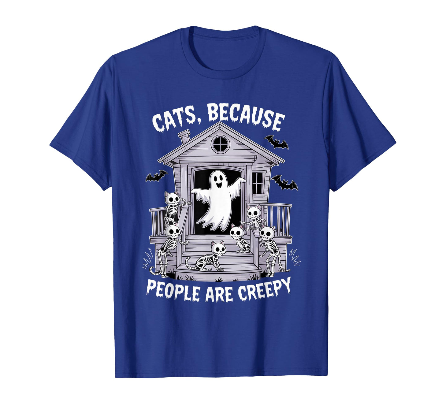 Cats Because People are Creepy Ghost Halloween Cat Mom Kids T-Shirt
