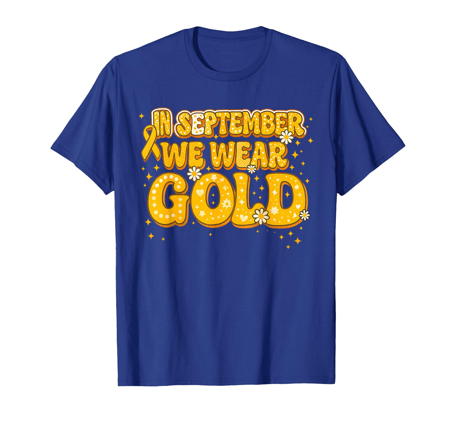 Groovy in September We Wear Gold Childhood Cancer Awareness T-Shirt