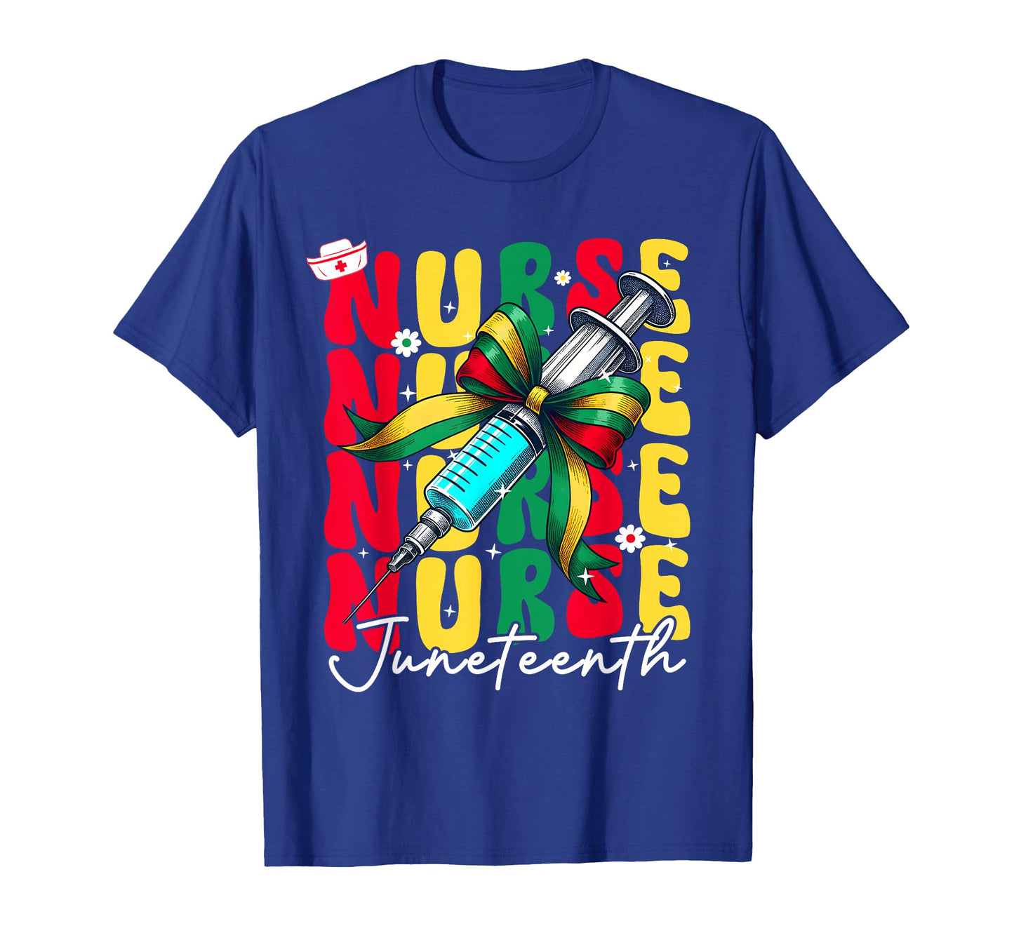 Juneteenth Nurse Groovy African Scrubs Top Bow Black Women T-Shirt