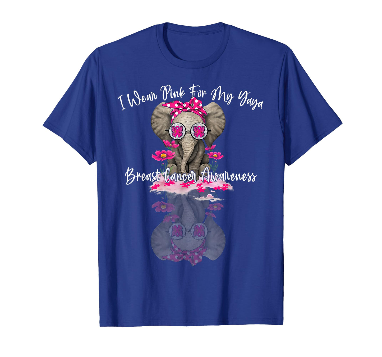 mb I Wear Pink For My Yaya Elephant Breast Cancer T-Shirt