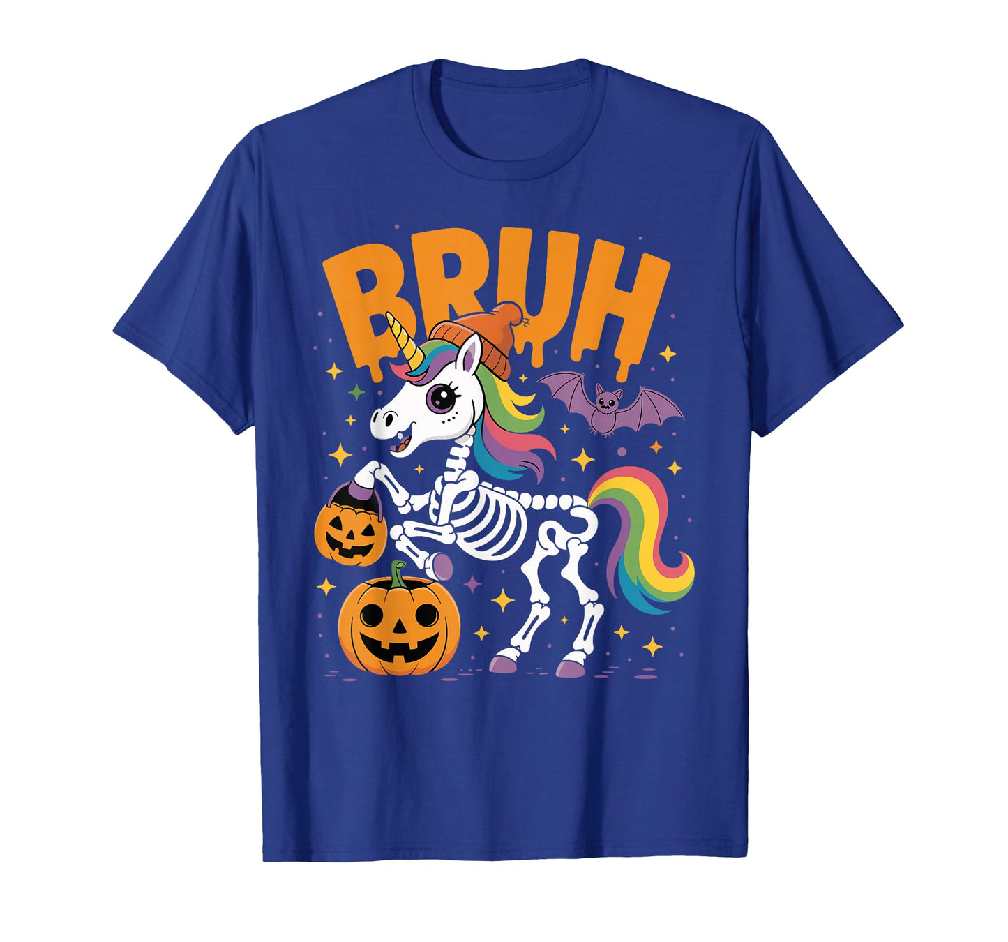 Bruh Skeleton Unicorn Halloween Costume T-Shirt