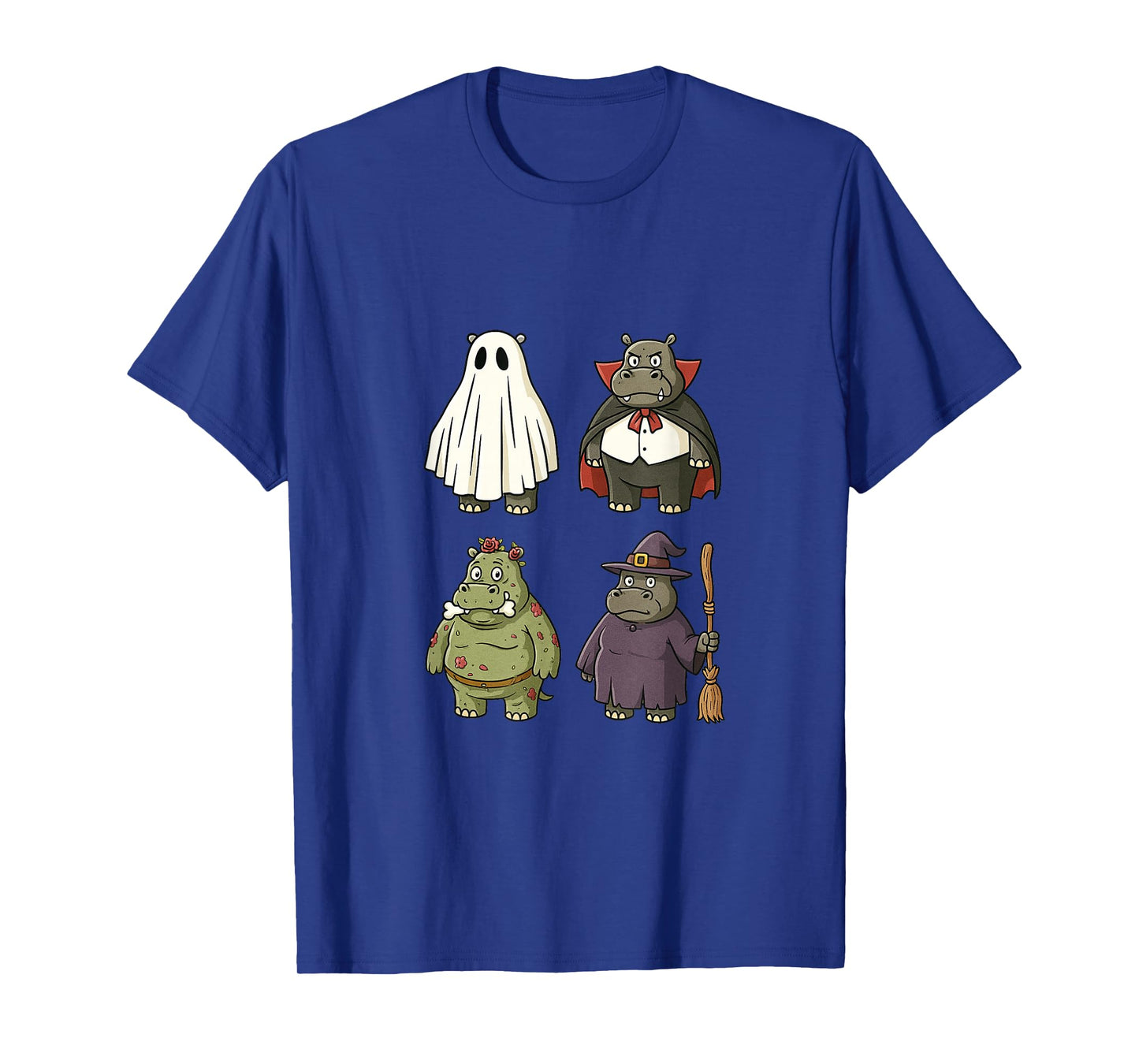 Funny Hippo Ghost Witch Zombie Halloween T-Shirt