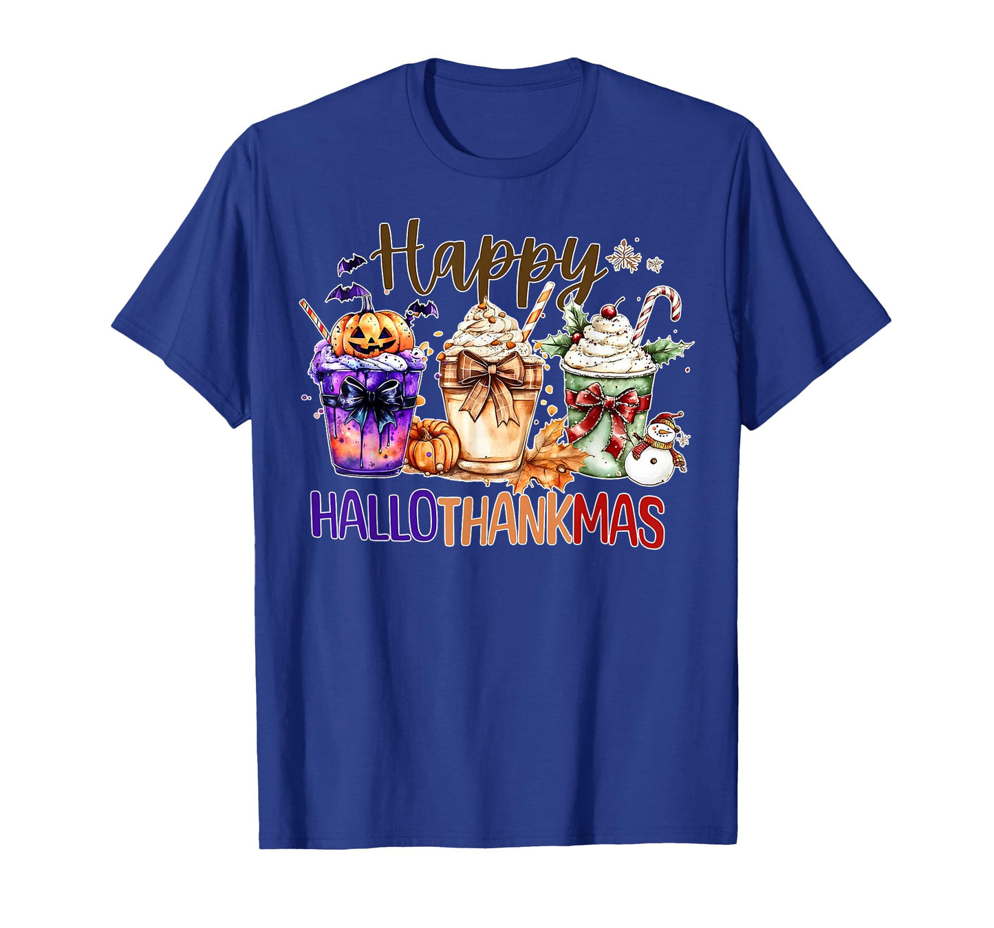 Happy Hallothanksmas Halloween Coffee Latte Thanksgiving T-Shirt