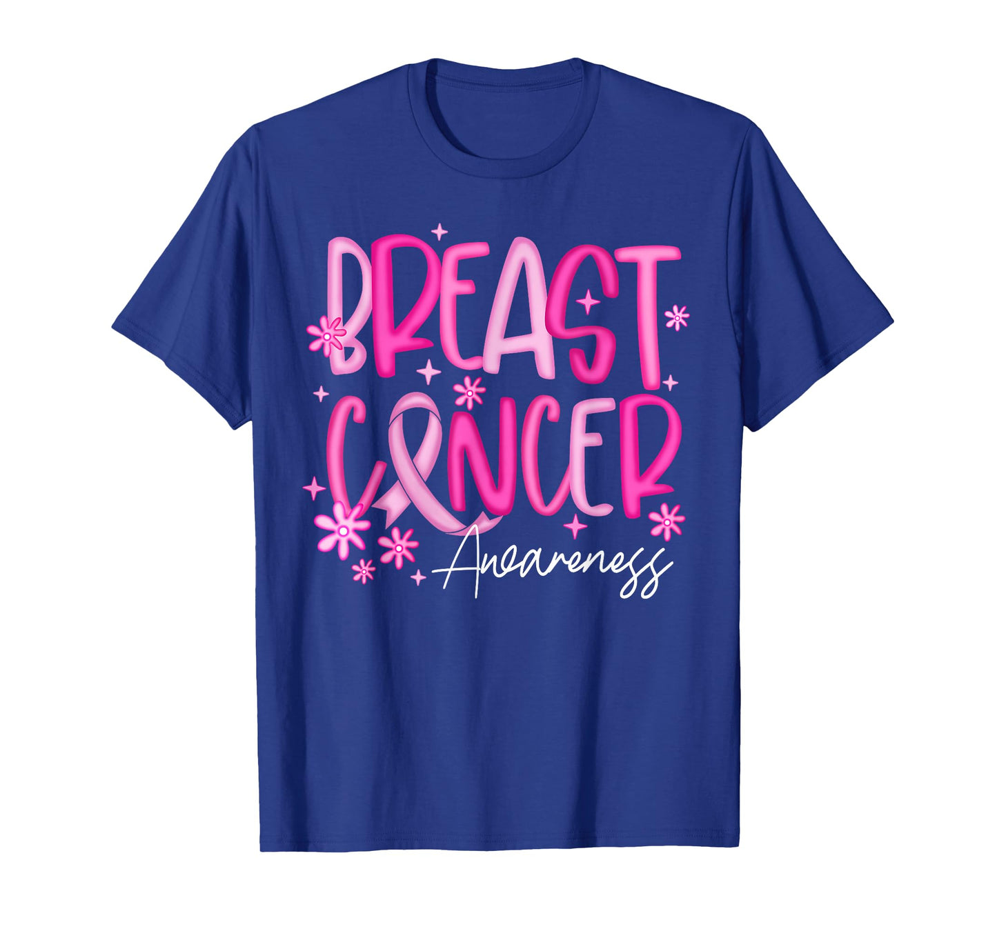 Breast Cancer Awareness Support Squad Flower Pink Ribbon T-Shirt