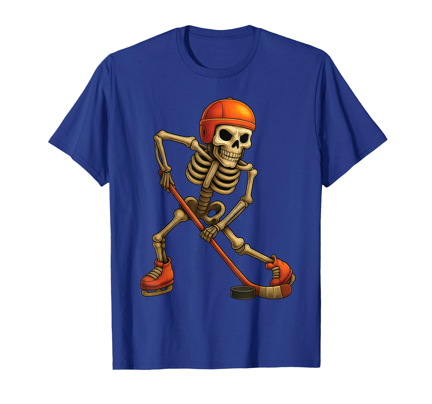 Skeleton Playing ice Hockey Player Halloween Costume Boys T-Shirt