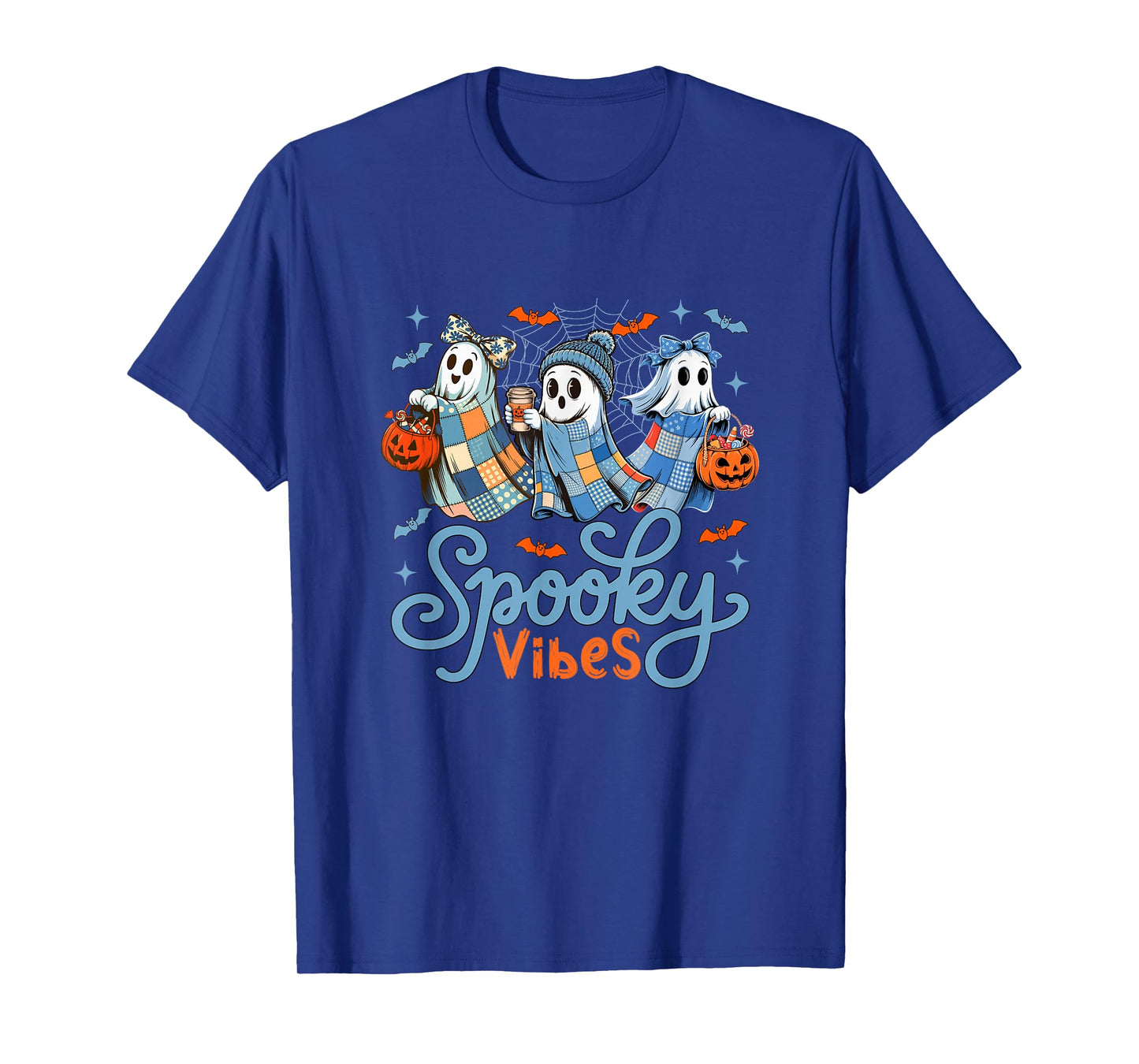 Spooky Funny Vibes Halloween Three Cute Boos Drinking Coffee T-Shirt