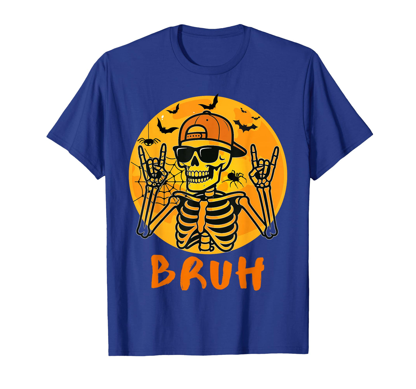 Bruh Halloween Boys Kids Mens Spooky Rock Skeleton T-Shirt